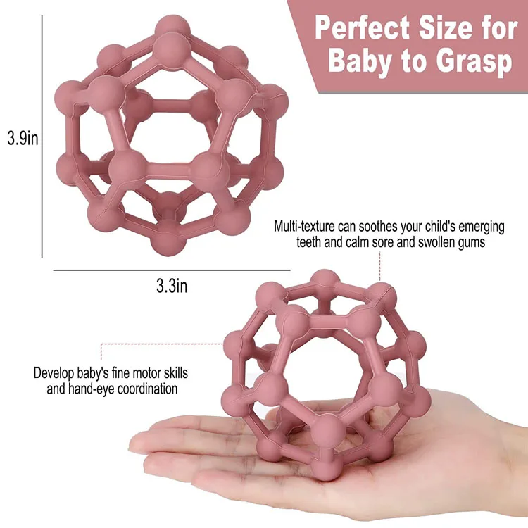 Wholesale Non-toxic Silicone Wood Ring Teether Baby Toys Silicone Ball Teething Toys For Baby
