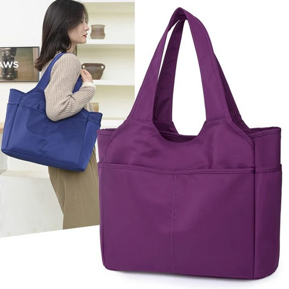 Folding tote bag reusable 190t polyester rpet foldable grocery shopolyestering bag shoulder tote bag