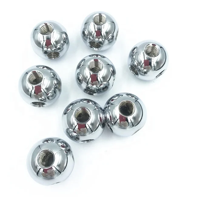 China manufacturer different size drilled Zin Plated steel balls with hole Threaded Steel Balls 20mm M4 M5 M6