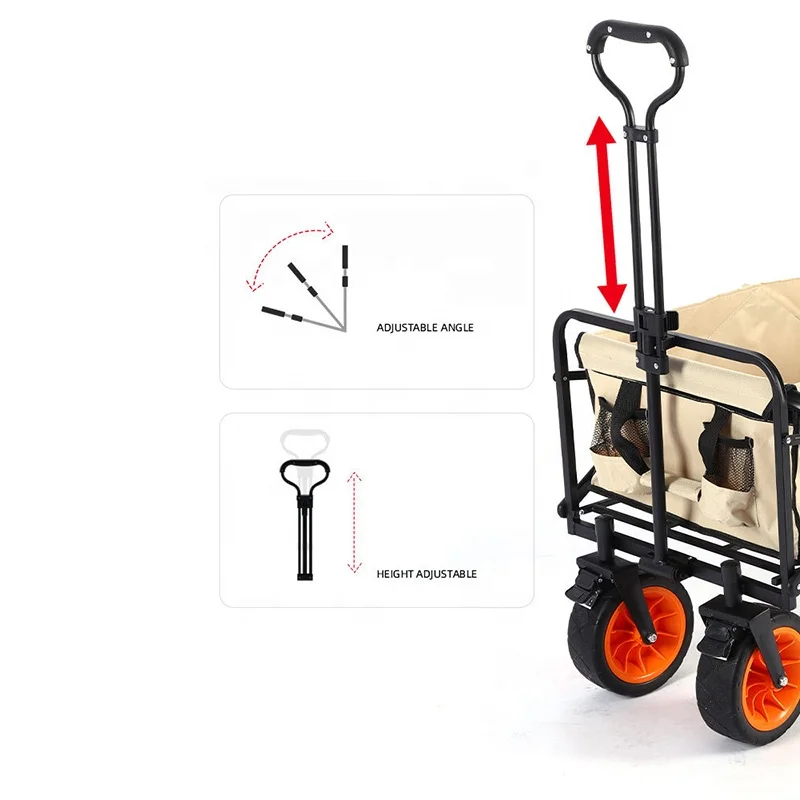 2024 Collapsible Outdoor Utility Wagon Heavy Duty Folding Garden Camping Wagon with Universal Wheels