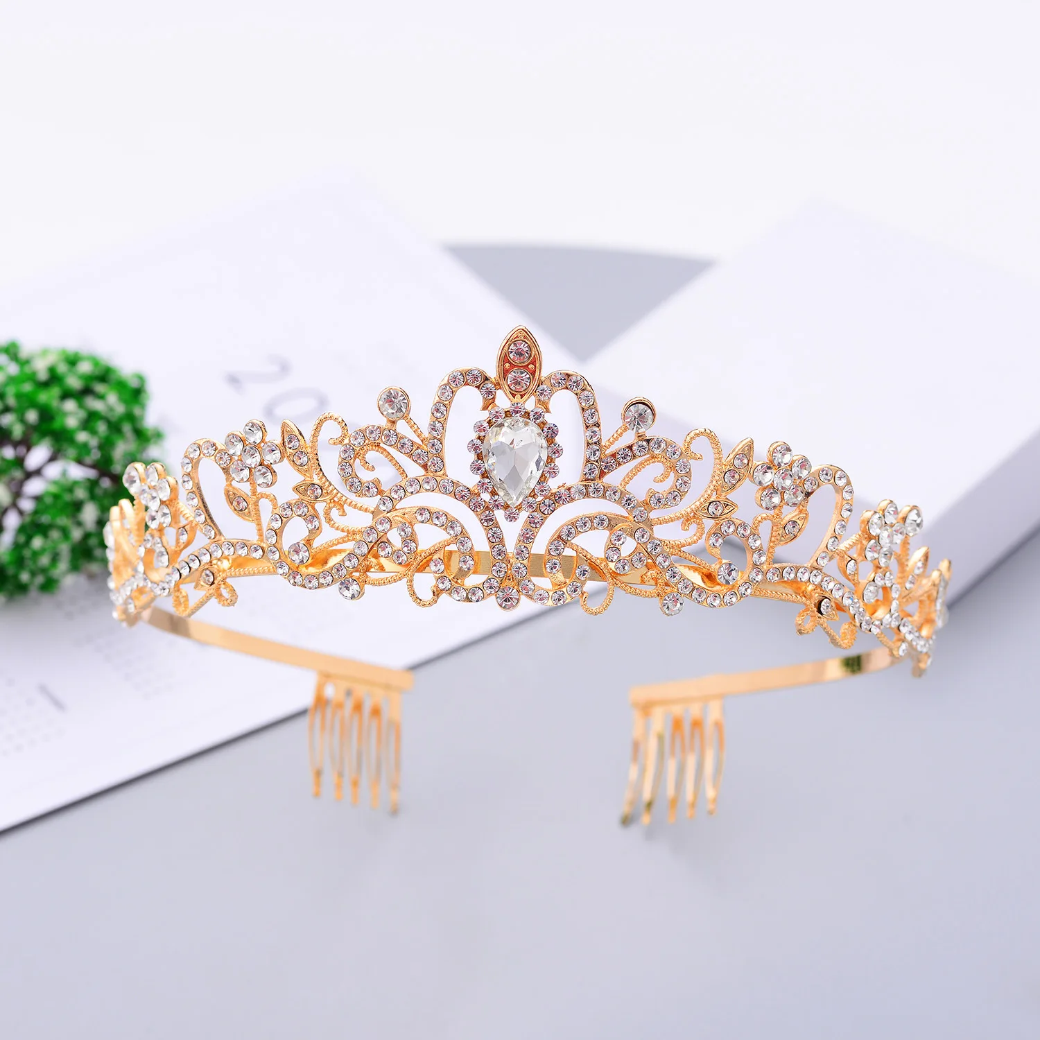 Wholesale high quality women ladies headband crowns and tiaras wedding bridal crystal tiara