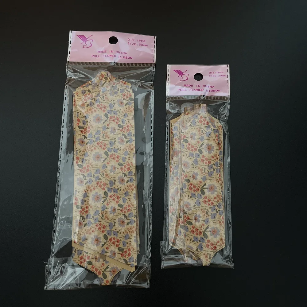 Gift decoration accessories kraft paper pull bows with floral pattern