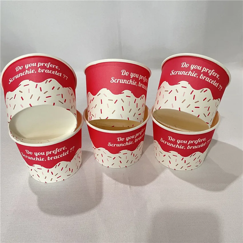 Wholesale custom cups recyclable Disposable ice cream with lid paper ice cream cup