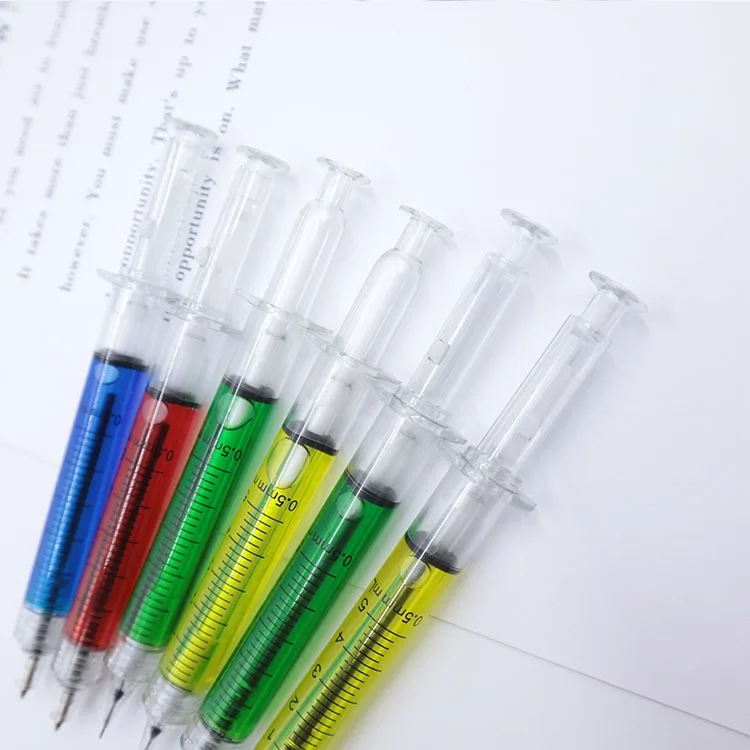 School supplies Creative needle syringe Ballpoint pen plastic transparent simulation syringe injection pen with Logo 1107
