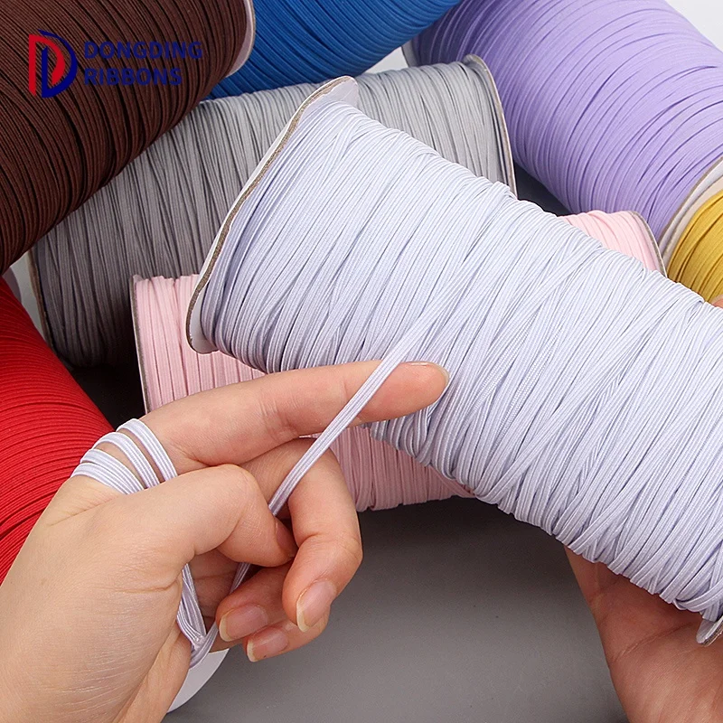 Factory Supply Custom 1/8 Inch Elastic 3mm 6mm Black/White Woven Band Ribbon Knitted Elastic Tape Wholesale