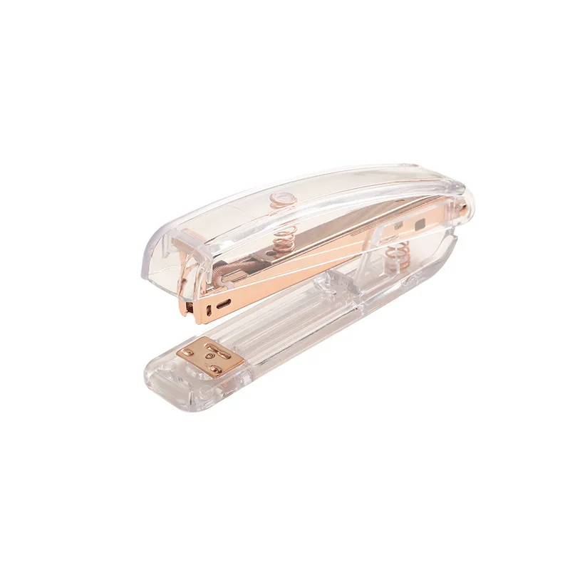 Hot Selling Nordic Rose Gold Stapler Student Fashion Transparent Stapler High-End Light Luxury Office Supplies Stapler
