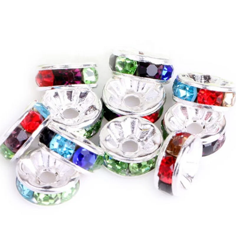 Wholesale 6/8/10/12mm Diamond Ring Spacer Wheel Ring Beads For Bracelet