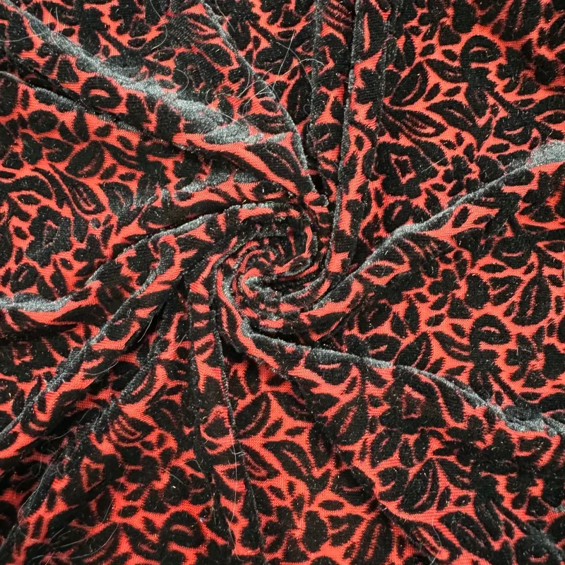 Wholesale sale burnout silk velvet fabric KS Durable Wrinkle Resistance Smooth Texture burnout velvet fabric for dress garment