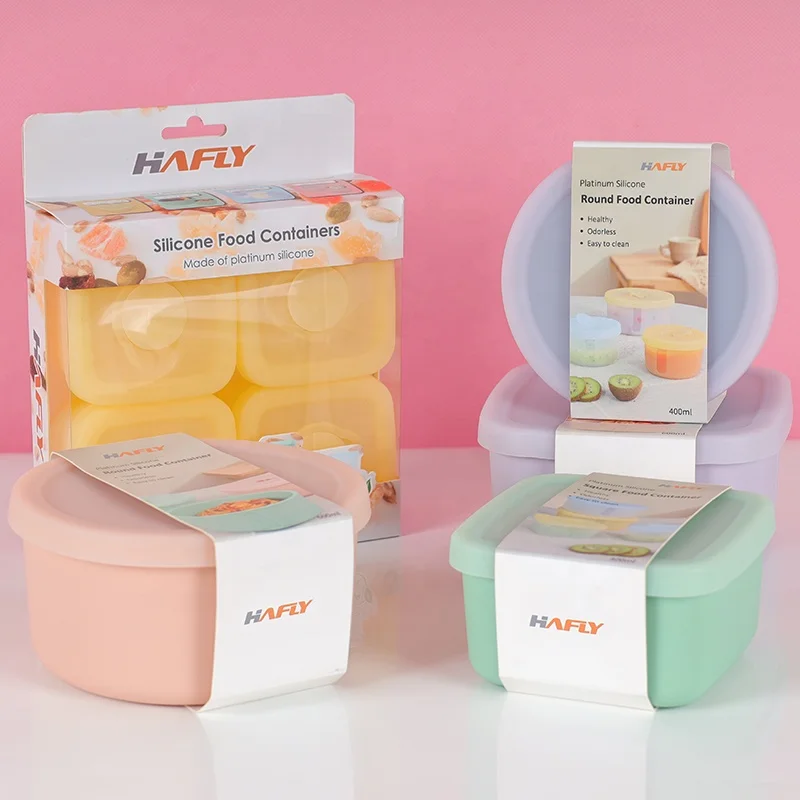 BPA Free Food Grade Microwave Oven Safe Easy Grip Leak Proof Silicone Food Storage Containers