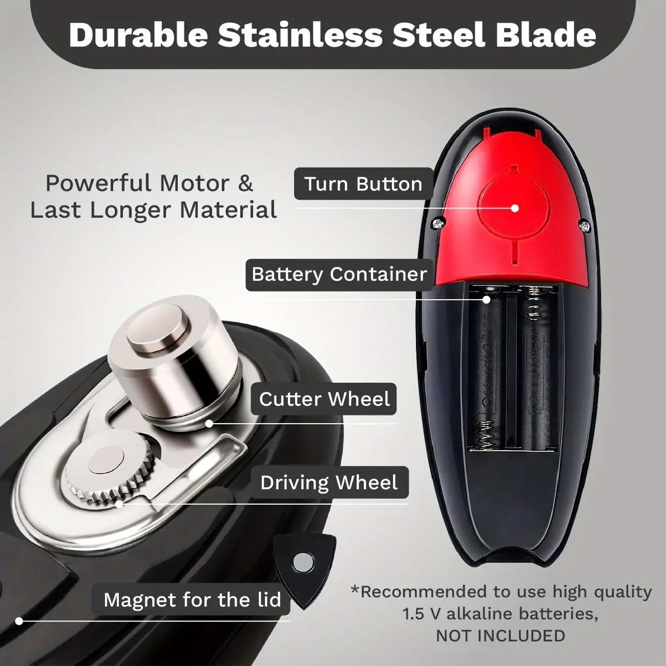 Kitchen Tools Easy Operation Plastic Bottle Opener Full Automatic Tin Electric Can Opener