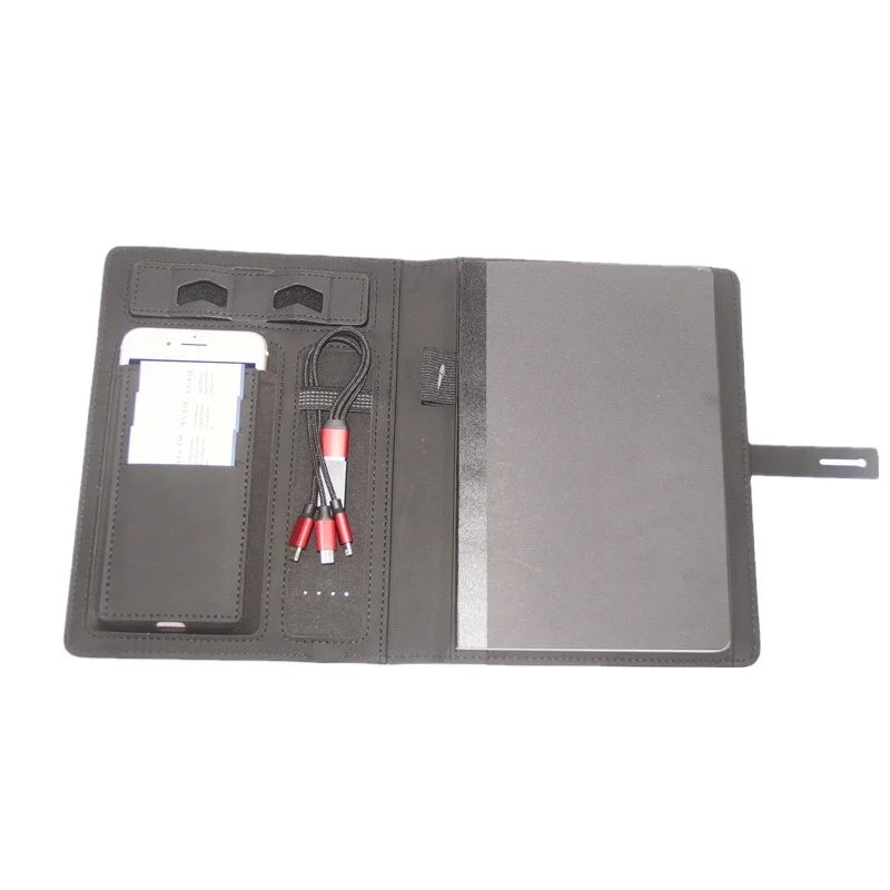  trends personalized customized  leather pu cover notebook smart notebook with powerbank a5 notepad