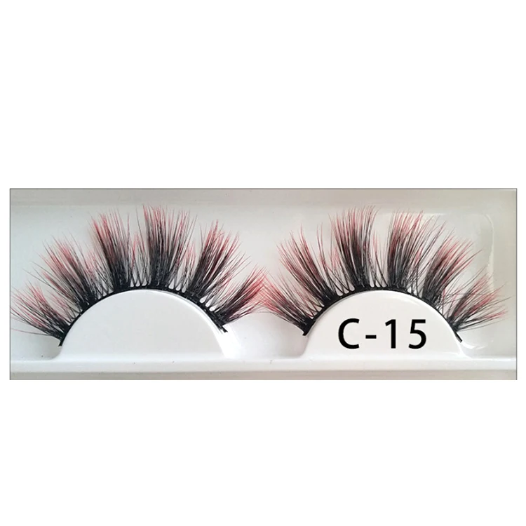 Wholesale rainbow faux lashes vendor soft wispy 5d colorful strip mink eyelashes