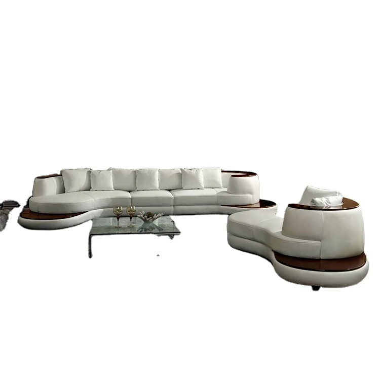 New Model Set Pictures White Genuine Leather Furniture Living Room Sectionals Sofa Sets Curved Sofa
