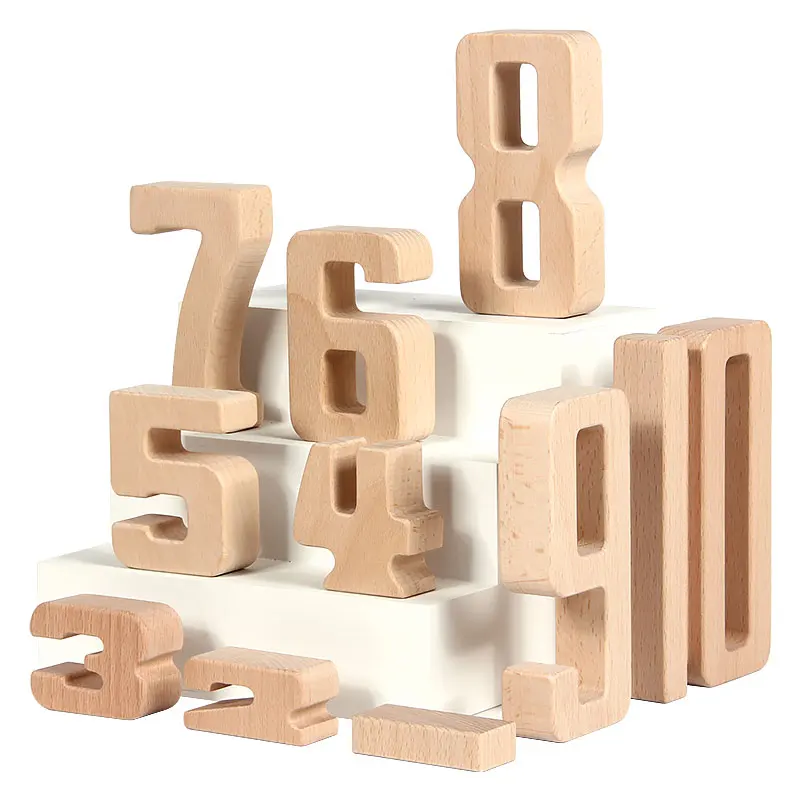Number Wooden  Building Blocks Math Digital Toys Baby Balance Block  Toy Montessori Educational Natural Wood Toys for Kids
