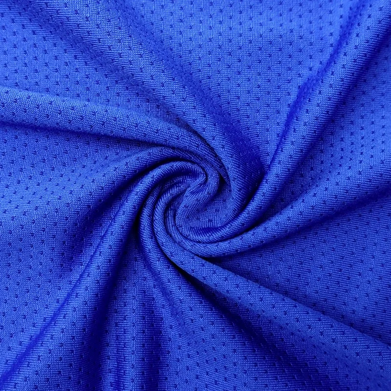 Quick dry 97/3 polyester spandex solid knit custom eyelet mesh jersey sports wear fabric for tshirts
