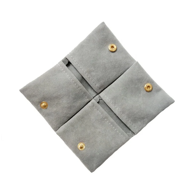 Mini Velvet Envelop Flap Pouch with Button Jewelry Pouch Bag for Packaging Customized Logo Color