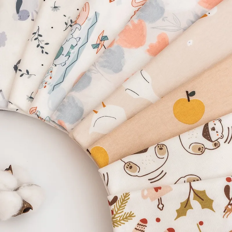 NO MOQ print 70 cotton 30 bamboo spandex custom digital printing jersey fabric for baby kids clothing