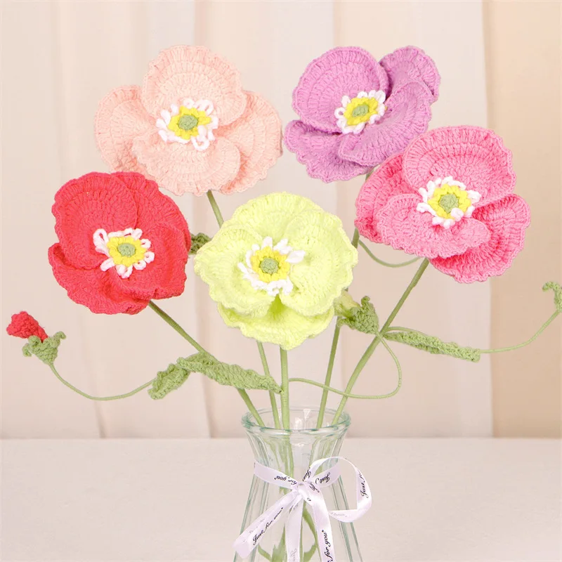 2024 Finished Crochet Flowers Wind Hyacinth hand knitted flower  Handmade Woven Flower Home Decorations
