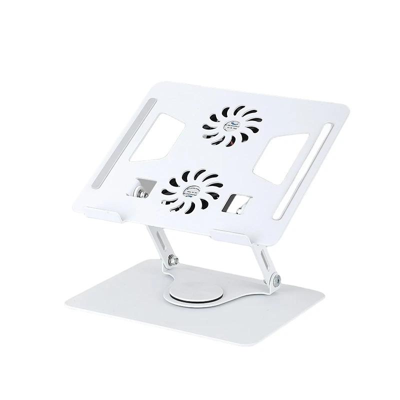Factory Price 360 Rotating Adjustable Laptop Stand Foldable Carbon Steel Laptop Universal Holder with 2 Cooling Fans