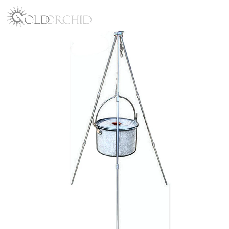 Outdoor camping campfire 3 segments aluminium alloy tripod for hanging pot