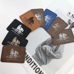 Factory wholesale PU leather engraved label color changing leather patch label