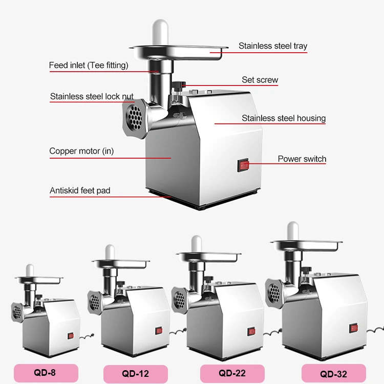 BX-8 Electric Meat Grinder Machine Household Commerical Professional Meat Mincer Convenient Operating Mincing Machine