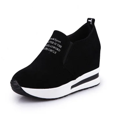 HLS0104 summer wholesale light wedges shoes casual high 8cm black pu casual comfortable shoes for women