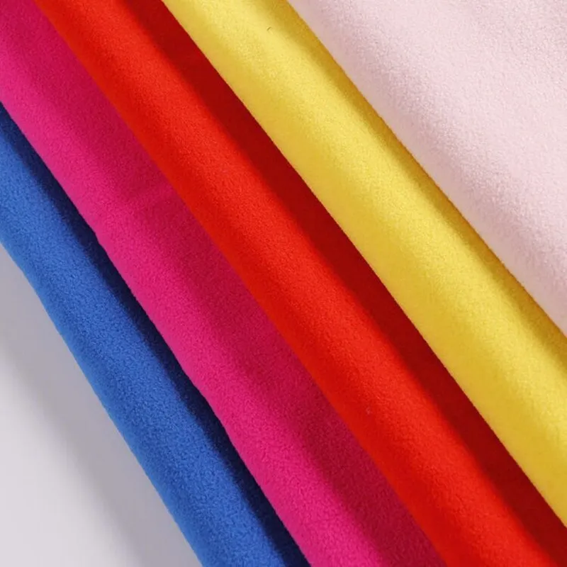 Stock Hundred Colors 180~300gsm Knitted Polyester Microfiber Sherpa Polar Fleece Two Sided Brushed Antipiling Jacket Fabric