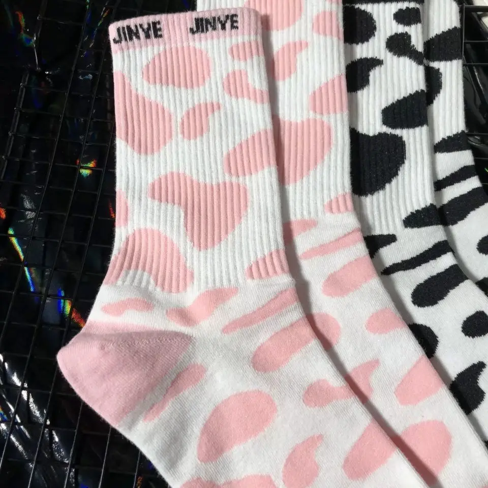 
Wholesale INS Wind Cow Socks Print Make Your Own Logo Design Print Woman Designer Socks 