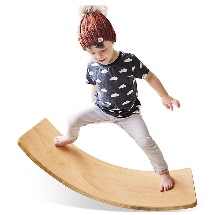 OEM New Design Kids Wood Balancing Standing Yoga Stability Rehabilitation Trainer Fitness Wooden Wobble Balance Board