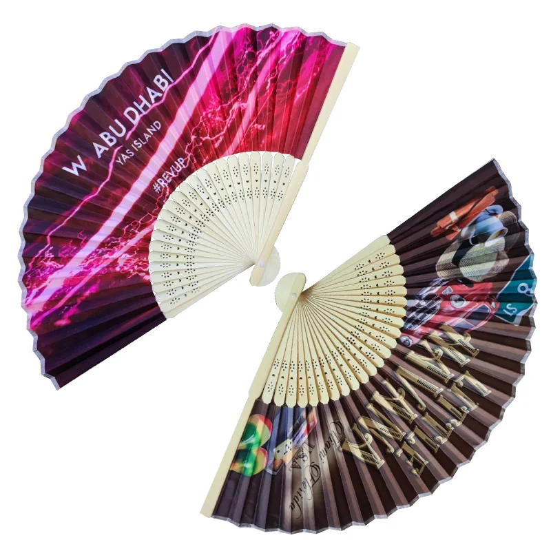 Hot Sale Woman Small Size Fan Wholesale Customized Fabric Folding Hand Fans for Summer