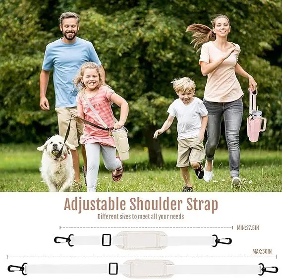 Portable Neoprene Water Bottle Carrier Bag for Stanley Tumbler with Zipper Pocket and Adjustable Strap for Hiking