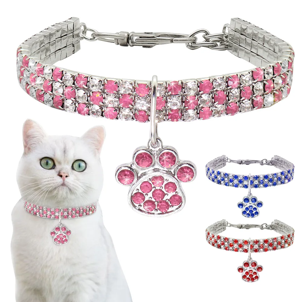 Manufacturer Custom Dog Collars Rhinestone Nylon Adjustable Luxury Dog Training Collar Custom Pet Cat Collar
