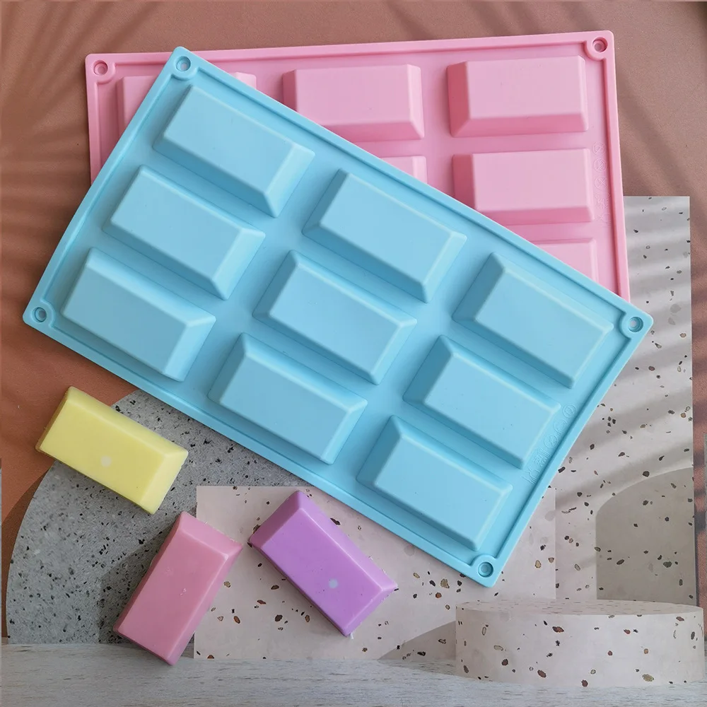 9 Cavities DIY Handmade Soap Silicone Molds Square Soap Candle Making Craft Mould Nonstick Cake Pudding Pan
