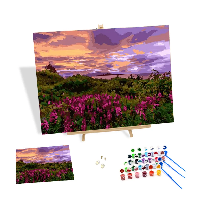Diy Painting By Numbers Wholesale Flowers Framed Acrylic Pigment High Definition Printing Handpainted Home Decor