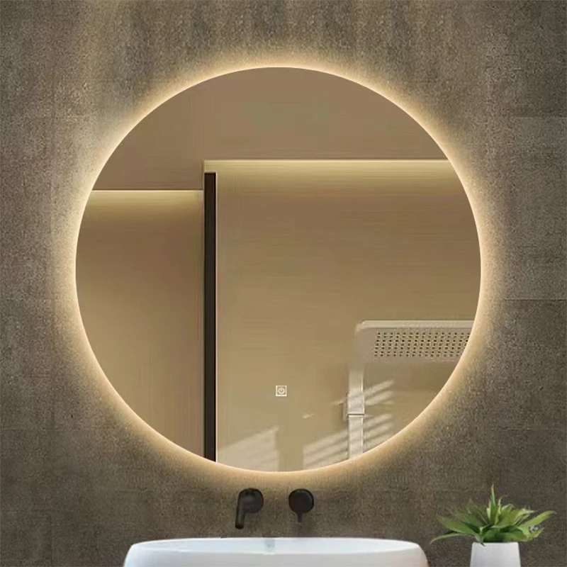 Круглое зеркало со светодиодом 3 варианта света для макияжа светодиодное освещение ванной комнаты асимметричное современный дизайн ручной работы