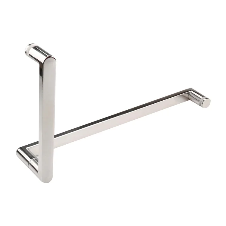 High-quality Room Glass door back to back Towel Bar Pull Knob Production Square Tube Push-pull 304 Stainless Steel Handle Gold