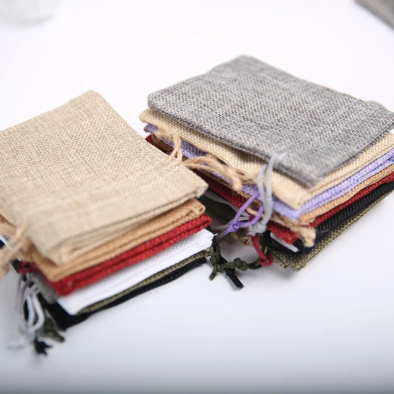 Подарочный пакет из мешковины 4*6 дюймов, многоцветный льняной мешок для драгоценностей с кулиской, идеально подходит для подарков и свадебных вечеринок