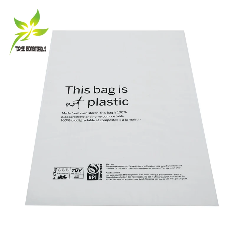Customizable Self-Sealing Strip Compostable Clear Plastic Bag Multi-Purpose for Shoes Garments Mailing Made from PLA