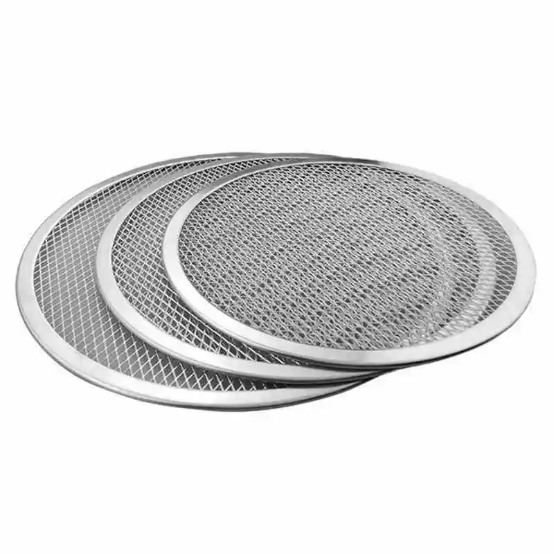 Aluminium Flat Mesh Pizza Screen Oven Baking Tray Net round High temp resistant Bakeware Cookware kitchen baking tool