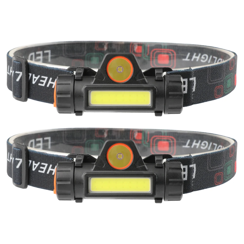 Портативный мощный миниатюрный светодиодный налобный фонарь XPE + COB, водонепроницаемый Головной фонарь со встроенным аккумулятором и зарядкой от USB