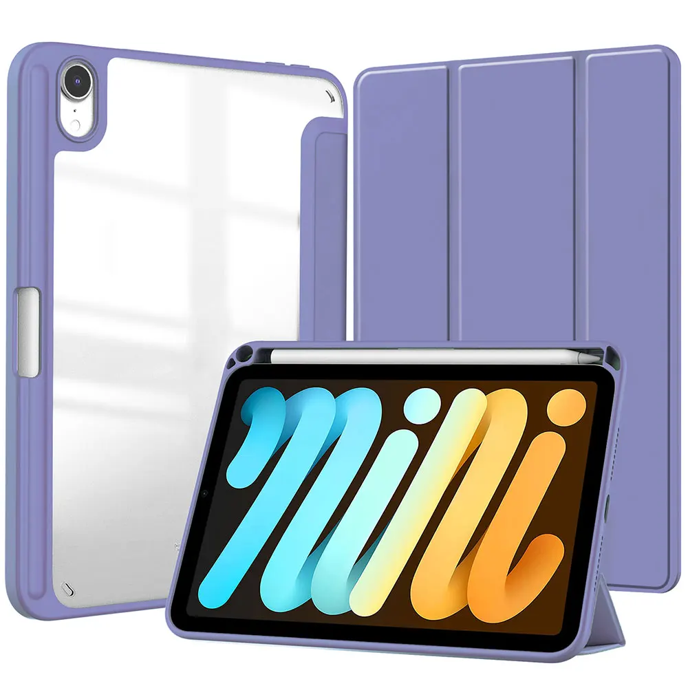 Acrylic Table Case For Ipad Mini 6 Pure Color Cover 10Th Generation Pro 12.9 11 Inch Air 5 9Th 3 Fold Holder Tablet Protective