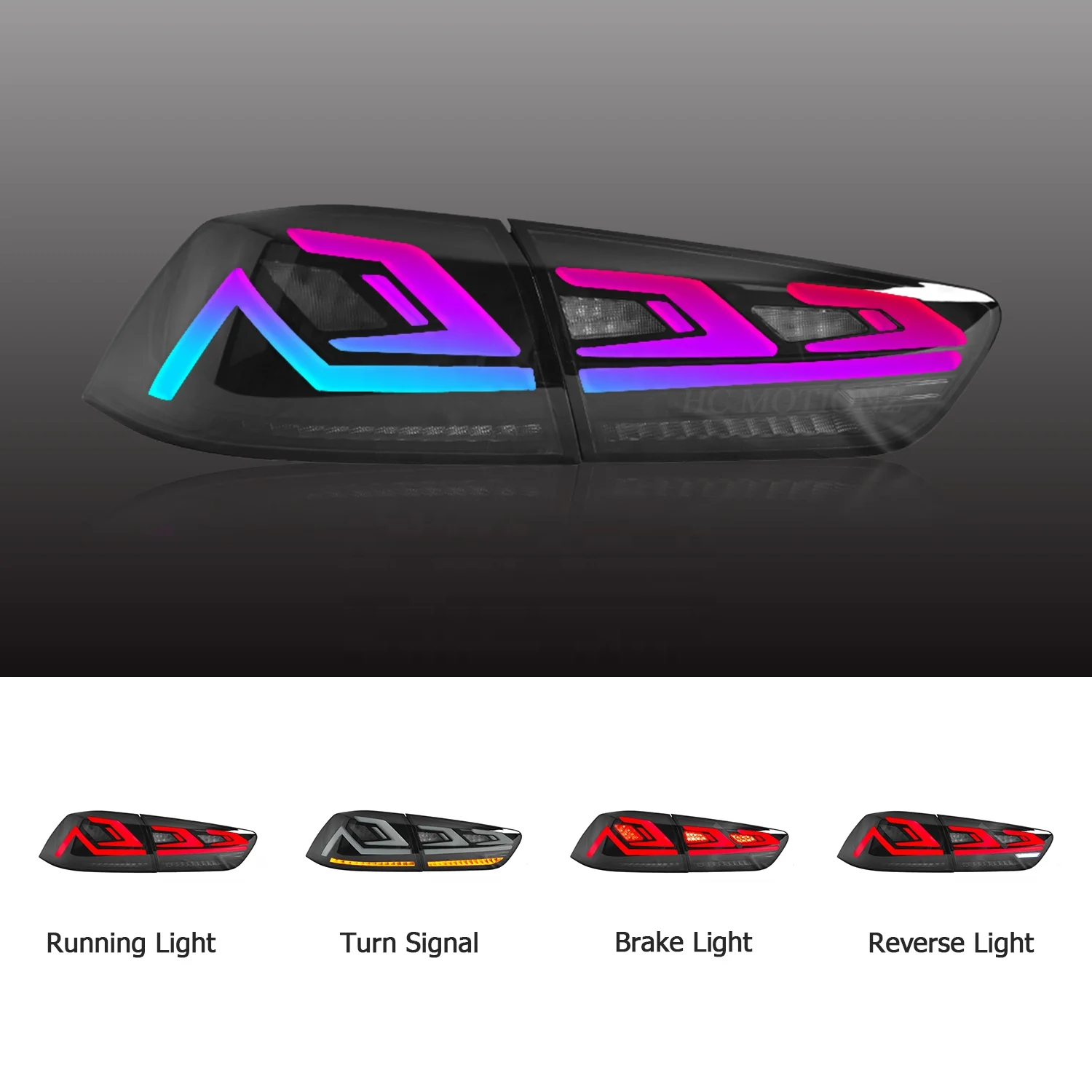 Задние светодиодные фары HCmotion E-mark для Mitsubishi Lancer ex evo задние Для Седана с анимацией RGB 2008-2017