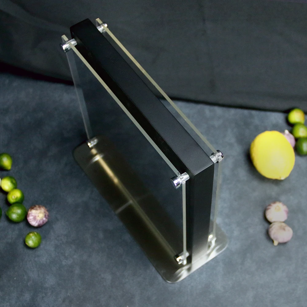 Steel Base with Aciacia Magnetic Knife Holder Both Sides Black Block