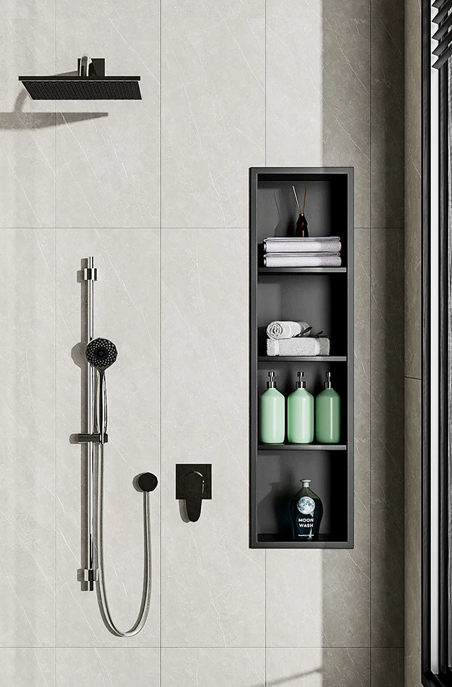 4-Tier Powder Coating 304 Stainless Steel Bathroom  Shower Niche Storage Shelf No Tile Needed Niche