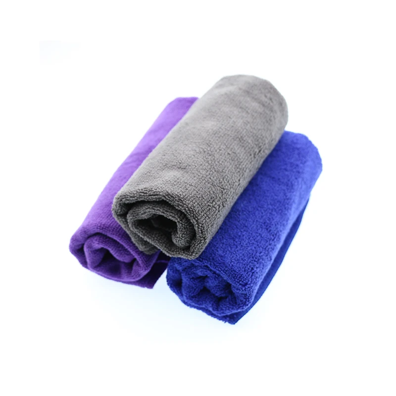 Ready stock wholesale 340gsm 30x70cm blue/purple/grey car wash drying microfiber towel
