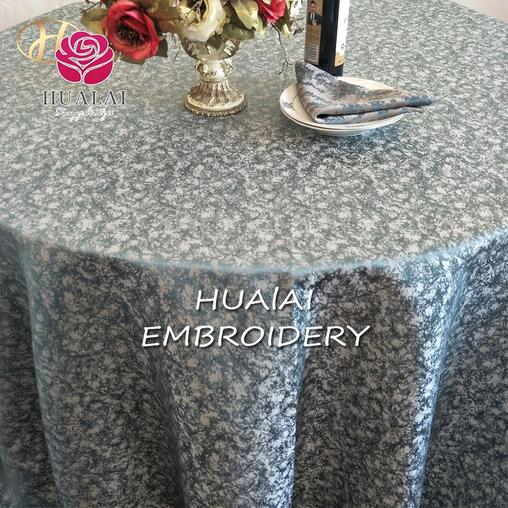 YIWU TURQUOISE ROUND TEXTILE POLYESTER JACQUARD LINEN DINING TABLE CLOTH FOR HOME HOTEL