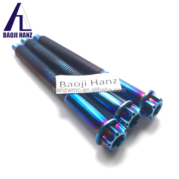 blue titanium bolts and nuts