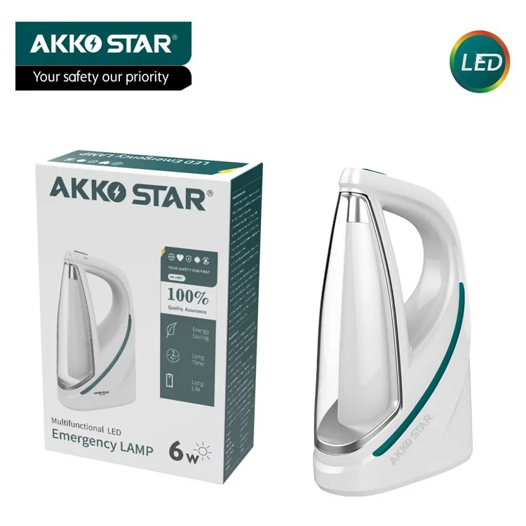 AKKOSTAR высокое качество 6 Вт Многофункциональный перезаряжаемый аварийный светодиодный фонарь для