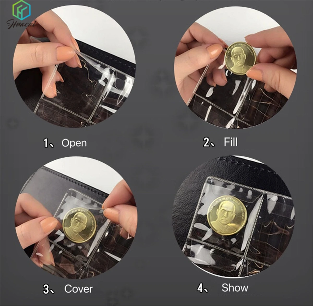 Transparent 12 Pockets Coin Collections Pages ClearPVC Loose-leaf For Coin Albums With 9 Holes Fit 3 4 Ring